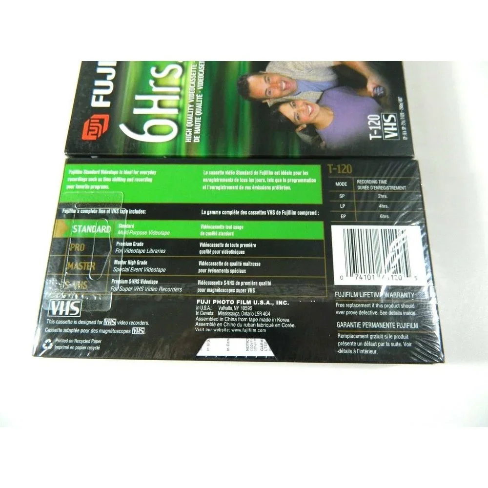 FUJIFILM High Quality T-120 Blank VHS Tape Cassette Lot (2)